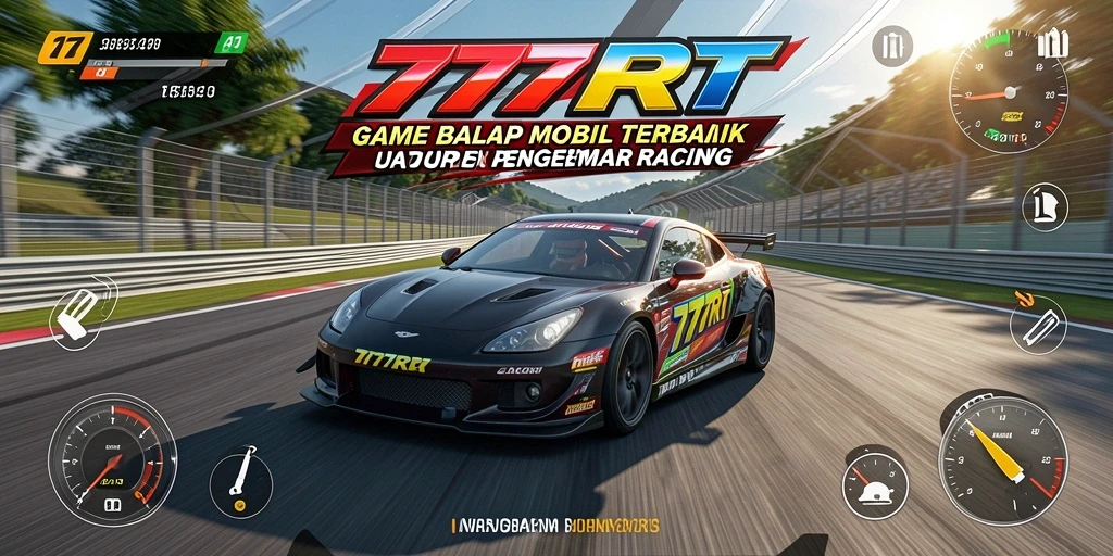 Screenshot gameplay menampilkan balapan mobil yang seru dan cepat.