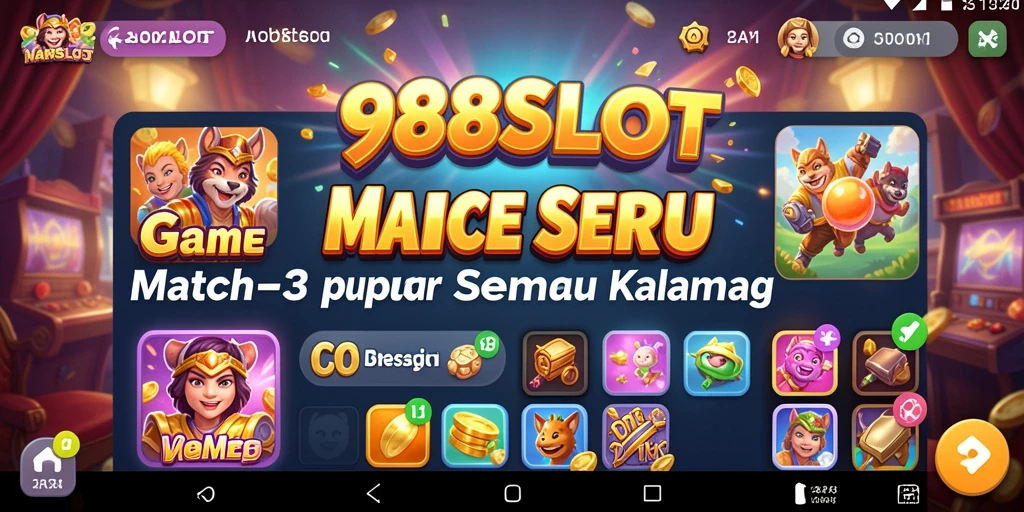 Screenshot gameplay 988SLOT yang menampilkan serunya mencocokkan objek dalam level permainan.