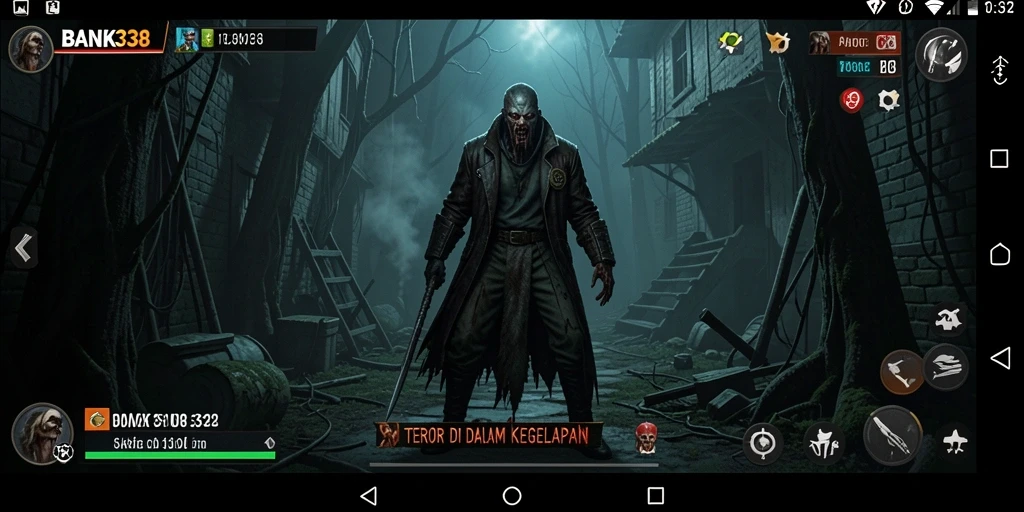 Tangkapan layar gameplay BANK338 yang menampilkan suasana mencekam.