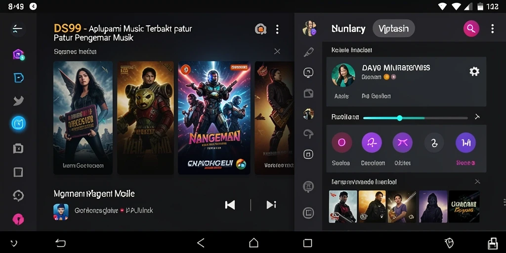 Tampilan gameplay DS99 dengan berbagai fitur menarik untuk penggemar musik.