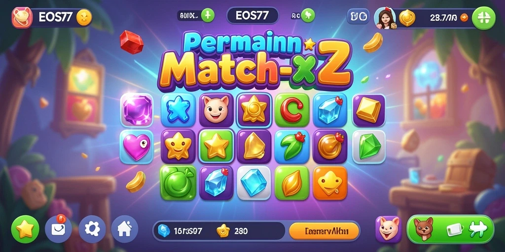 Tampilan gameplay seru dari EOS77 dengan elemen Match-3 yang menarik.