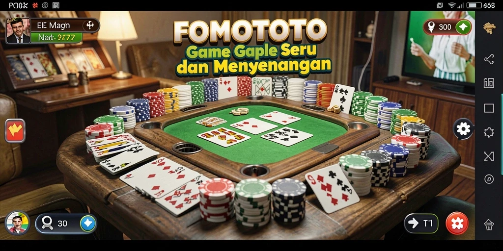 Screenshot FOMOTOTO menampilkan pemain yang asyik bermain Gaple.