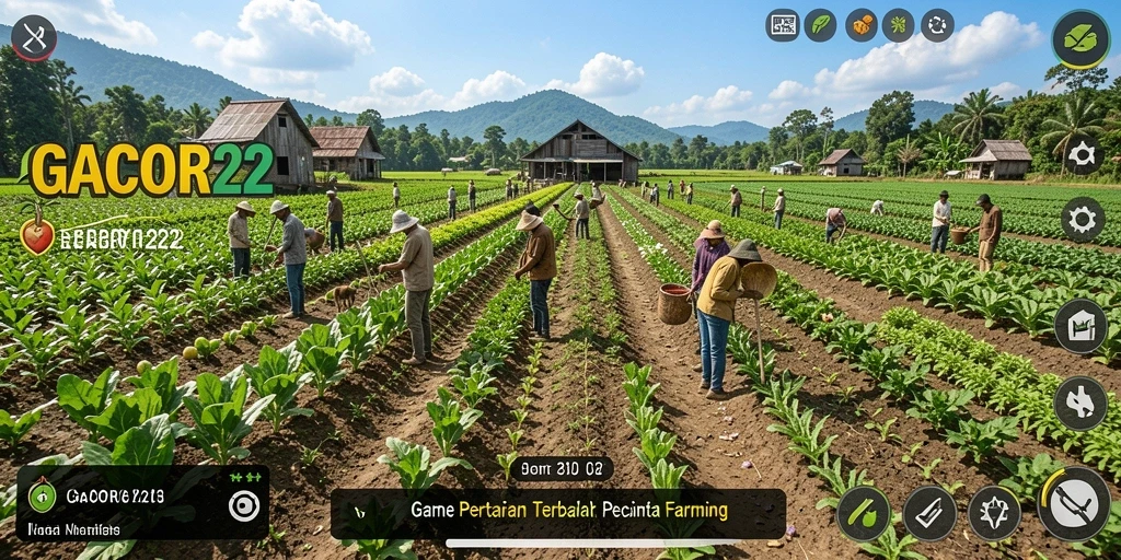 Tampilan gameplay GACOR22 yang menunjukkan aktivitas bertani yang menyenangkan.