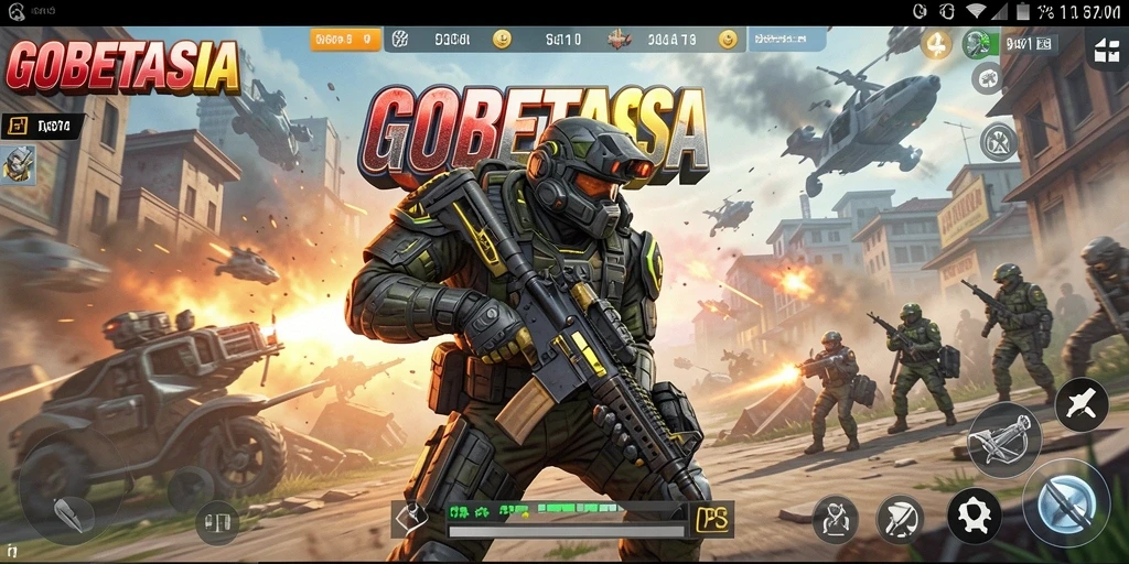 Tampilan gameplay dinamis dalam GOBETASIA yang menegangkan.