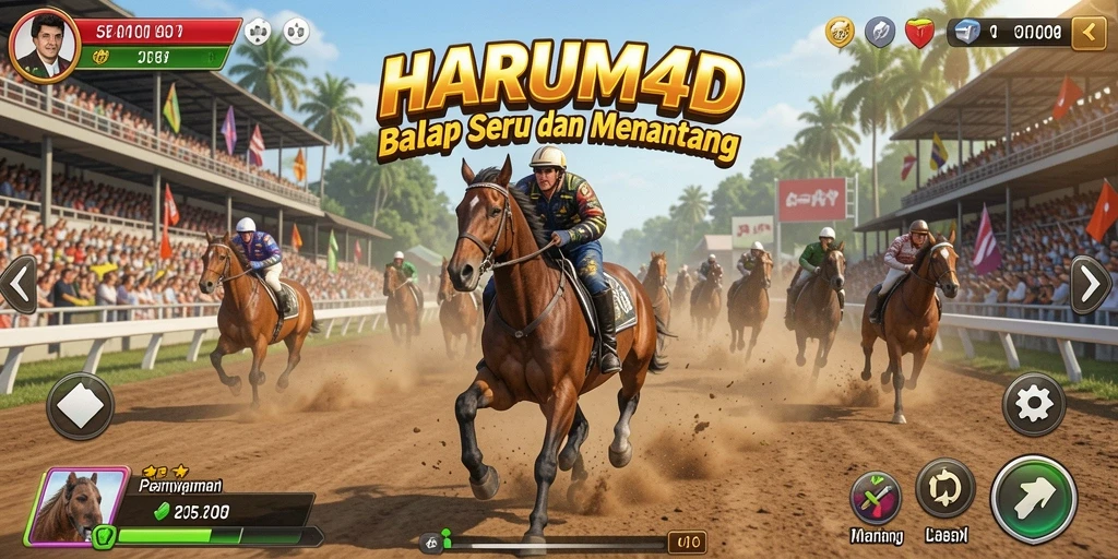 Tampilan gameplay balap seru di HARUM4D dengan mobil berkualitas tinggi.