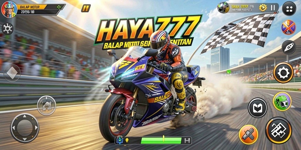 Tampak aksi seru balap motor di lintasan menantang.