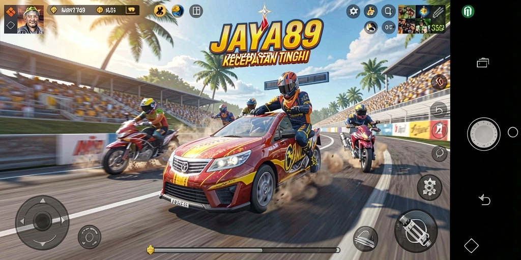 Tampilan gameplay JAYA89 yang mendebarkan di lintasan balap.