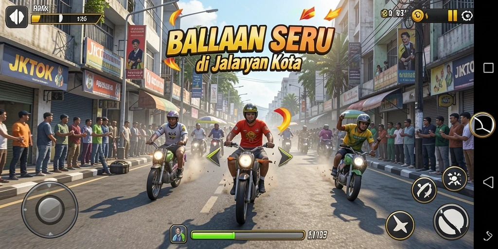 Tampilan gameplay balapan yang menegangkan dan dinamis di JKTOK.