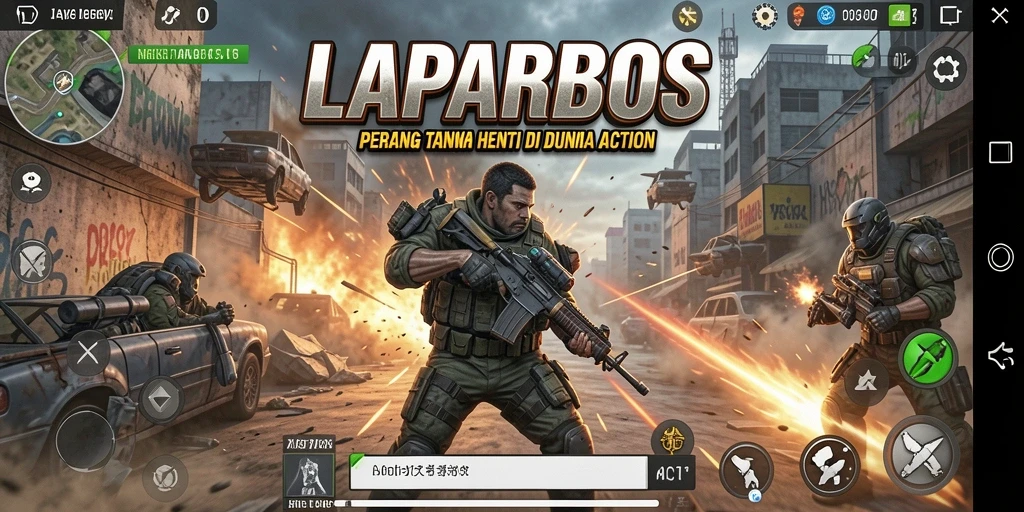 Tampilan gameplay menegangkan dalam LAPARBOS dengan aksi seru.