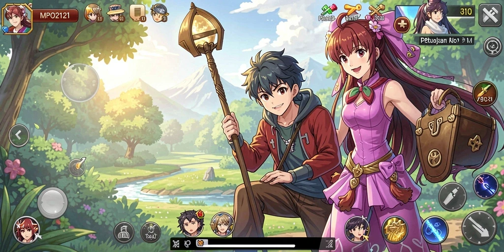 Tampilan gameplay MPO2121 yang penuh aksi dan karakter Anime yang menarik.