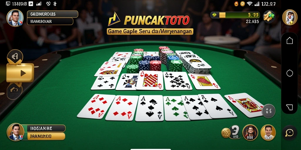 Screenshot utama PUNCAKTOTO menampilkan serunya gameplay Gaple.