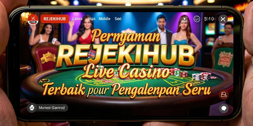 Screenshot gameplay REJEKIHUB menampilkan dealer langsung dan interaksi pemain.