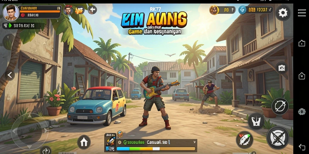 Gameplay RK77 yang seru dengan grafis warna-warni.