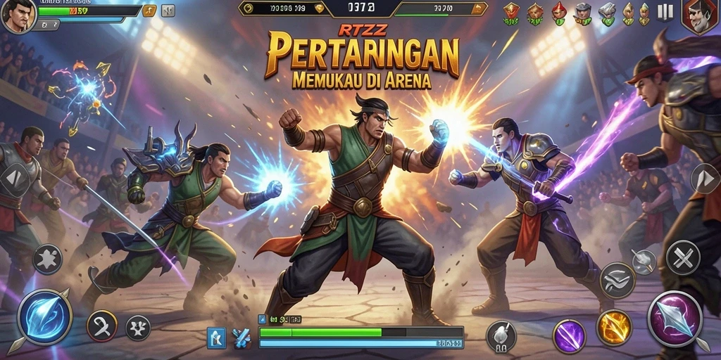 Screenshot gameplay RTZZ dengan aksi pertarungan yang mendebarkan.