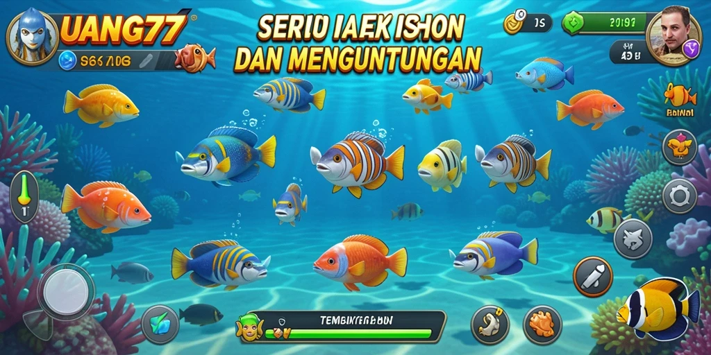 Tampilan menarik dari gameplay Tembak Ikan UANG77.