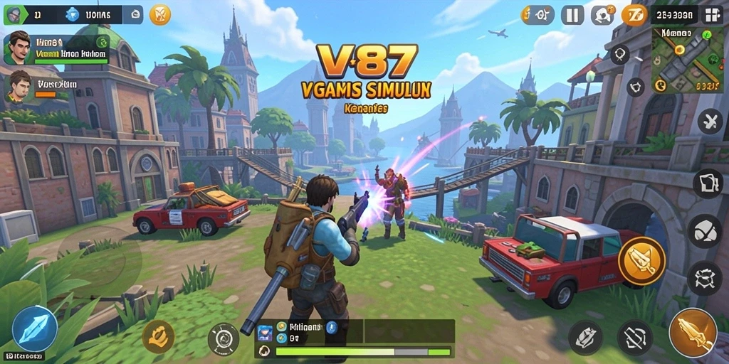 Tampilan gameplay V87 yang imersif dalam simulasi dunia virtual.